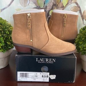 LAUREN Ralph Lauren PRUDENCE CAMEL SUEDE ANKLE BOOTS SIZE 6.5B 🌟NWT🌟